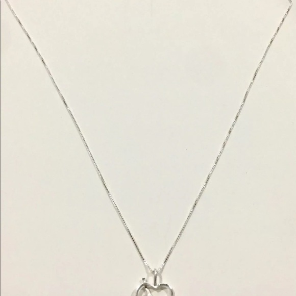 Sterling Silver Single Rose with Heart Necklace - Picture 2 of 2